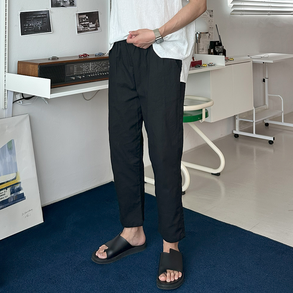 남자여름바지 밴딩 9부 린넨 팬츠 남자 냉장고바지 - 상세 이미지 2