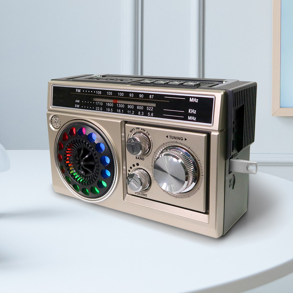 레트로 아날로그 디스코 라디오 LED 손전등 FM AM 블루투스 스피커 CRF-30B 이미지 8
