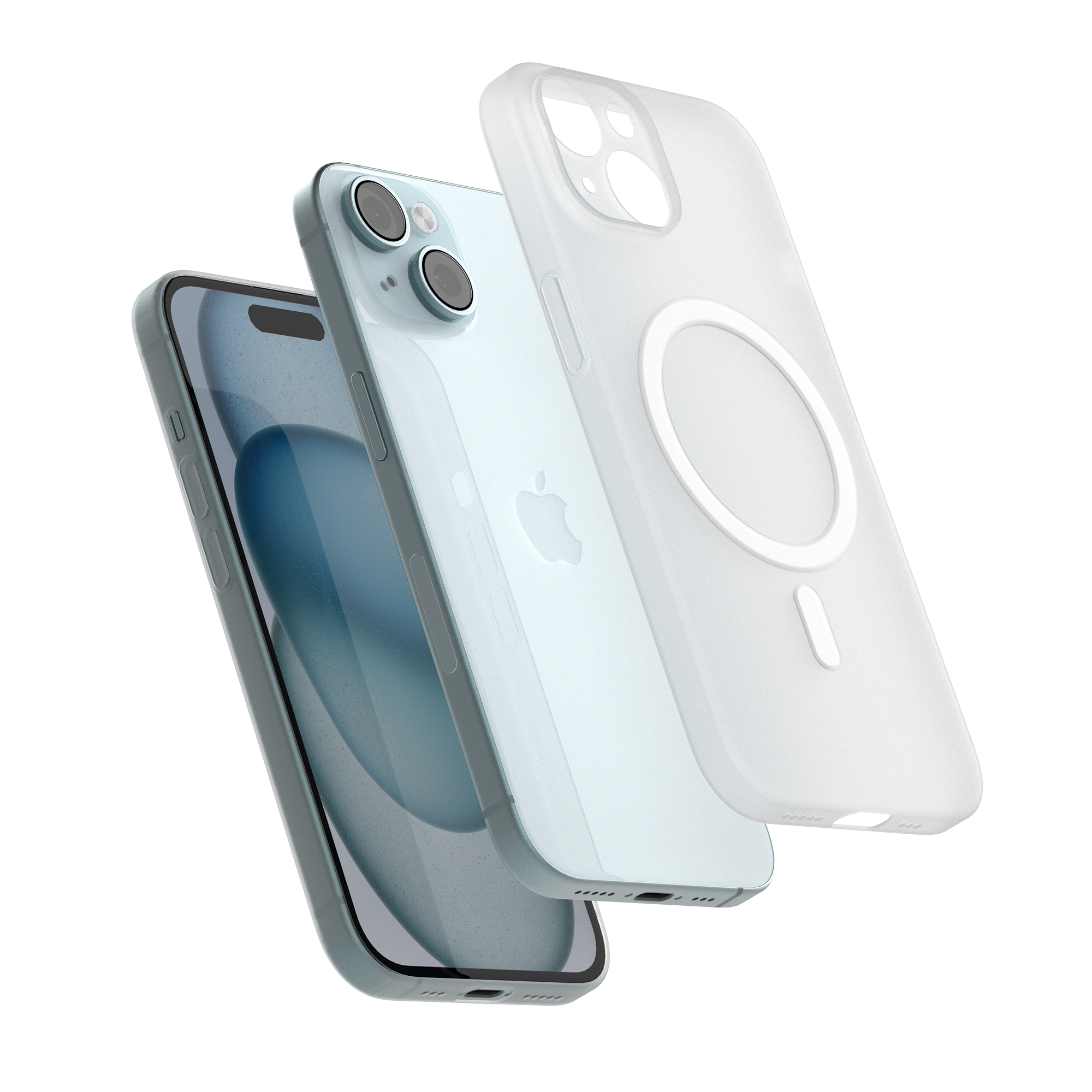 고스트핏 매트 투명 아이폰 맥세이프케이스 변색없는케이스 화이트, 아이폰15 - 상품 이미지