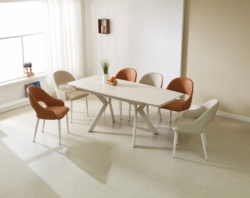 페라모 이브닝 반자동 포세린 세라믹 익스텐션 인출식 확장형 식탁 테이블 1300 1800