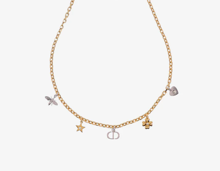 디올 Petit CD 럭키 Charms 목걸이 골드 피니시 메탈 N3392WOMRS 01W