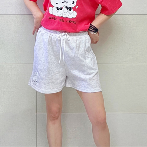 (국산면원단/국내자체생산) SET5002 두마리토끼 반팔티셔츠 반바지 세트 30대40대여성의류 - 상세 이미지 5