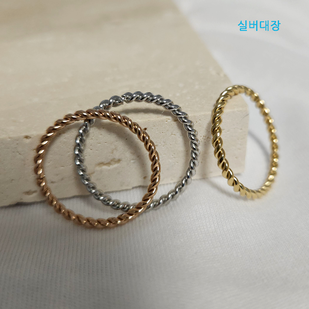 써지컬 스틸 2mm 레이어드 링 실반지 세트 데일리 반지 이미지 7