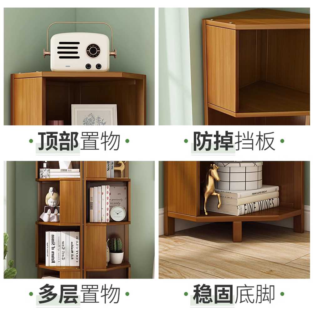 코너 책장 원목 거실 서재 책 장식품 수납 진열 보관대 3단 - 상세 이미지 5