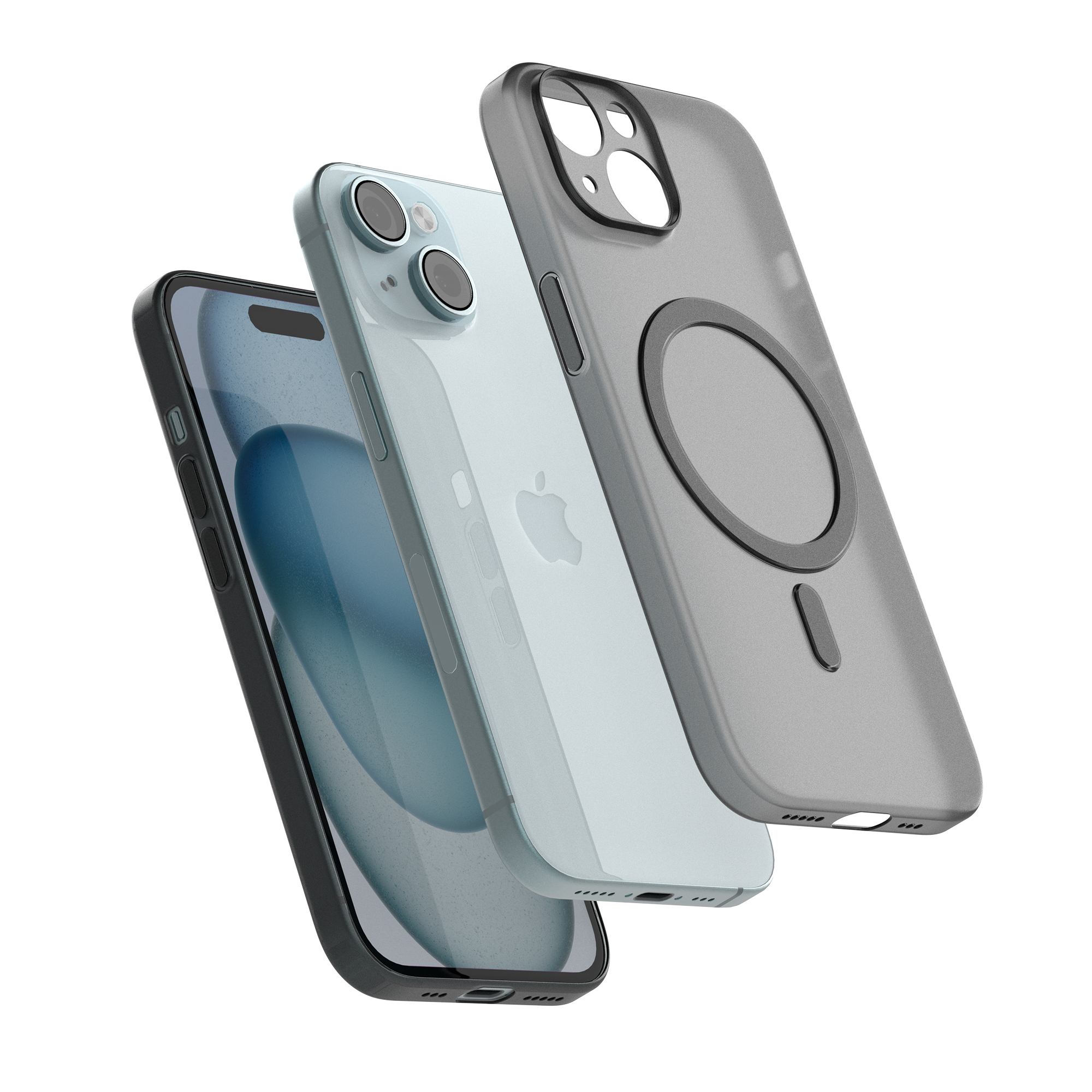 고스트핏 매트 투명 아이폰 맥세이프케이스 변색없는케이스 그레이, 아이폰15 - 상품 이미지