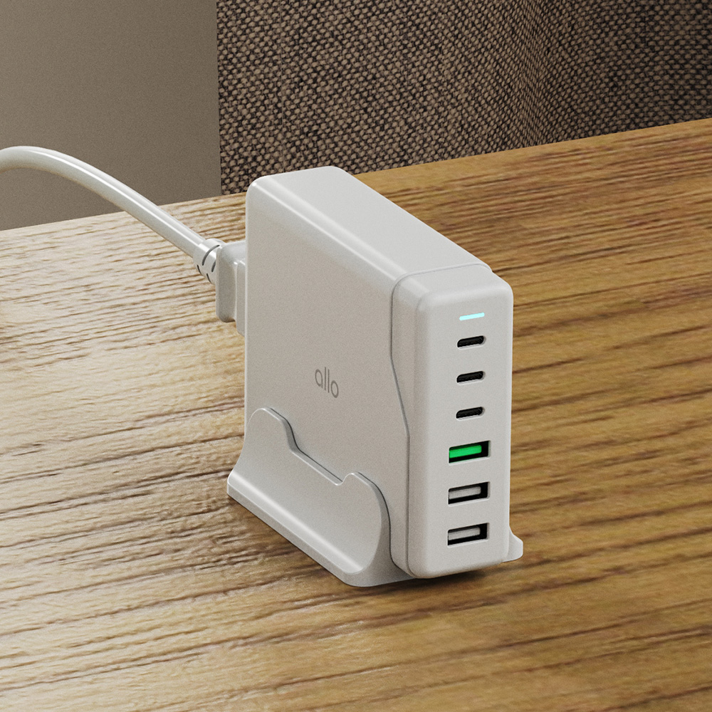 알로코리아 100W GaN 접지형 6포트 PD C타입 초고속 멀티 충전기 UC6100GPD