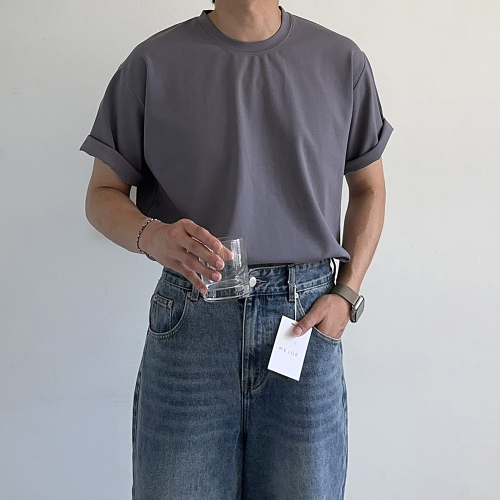 남자 오버핏반팔 이너 레이어드 티셔츠 흰티 비침없는 남자 반팔티 - 상세 이미지 5