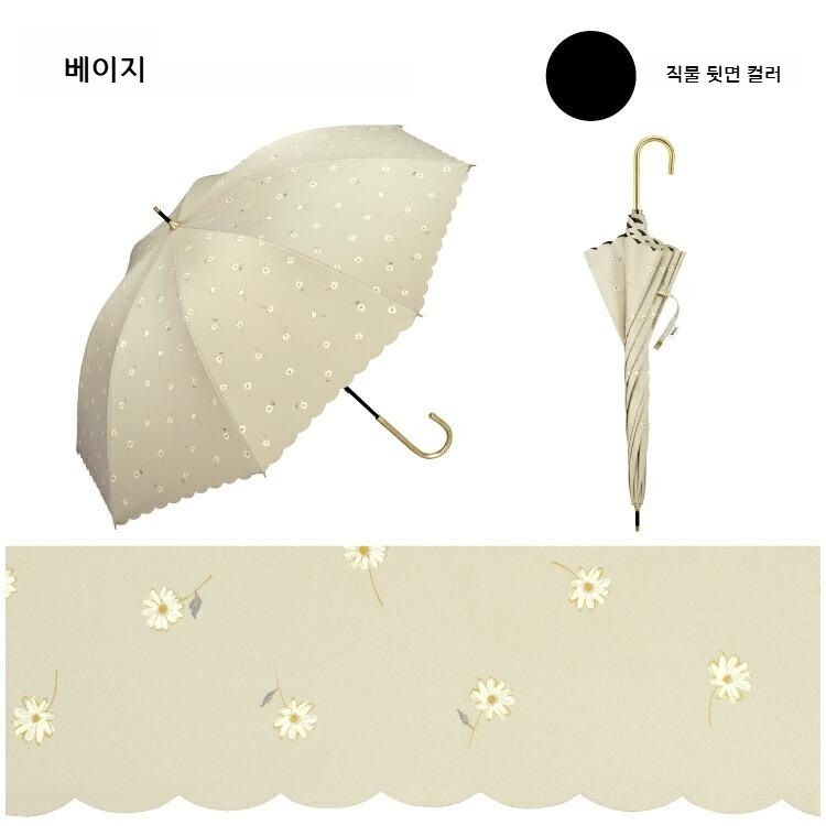 Wpc 골드 마가렛 차광 장양산 여성용 양우산 일본양산 UV차단 블랙 - 상세 이미지 2