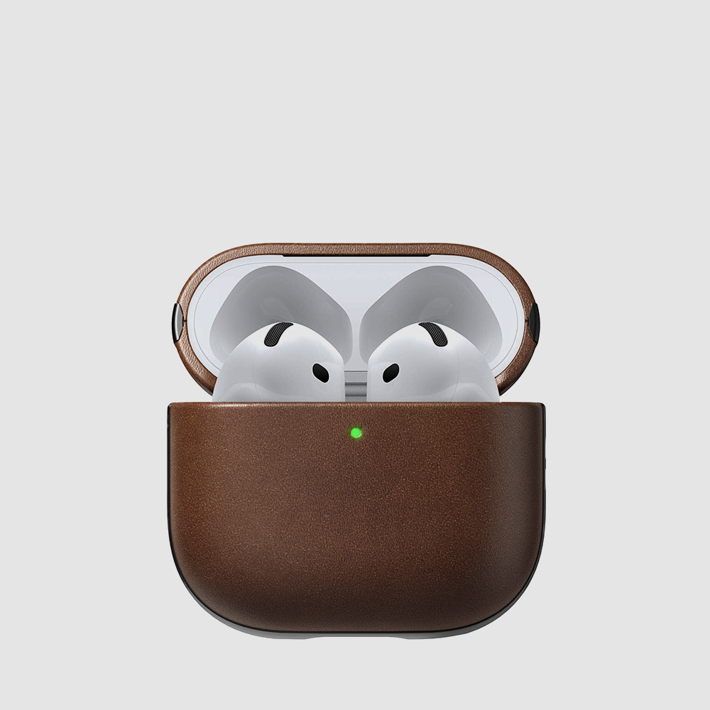 노마드 에어팟 4 세대 가죽 케이스 - 브라운 / 베지터블