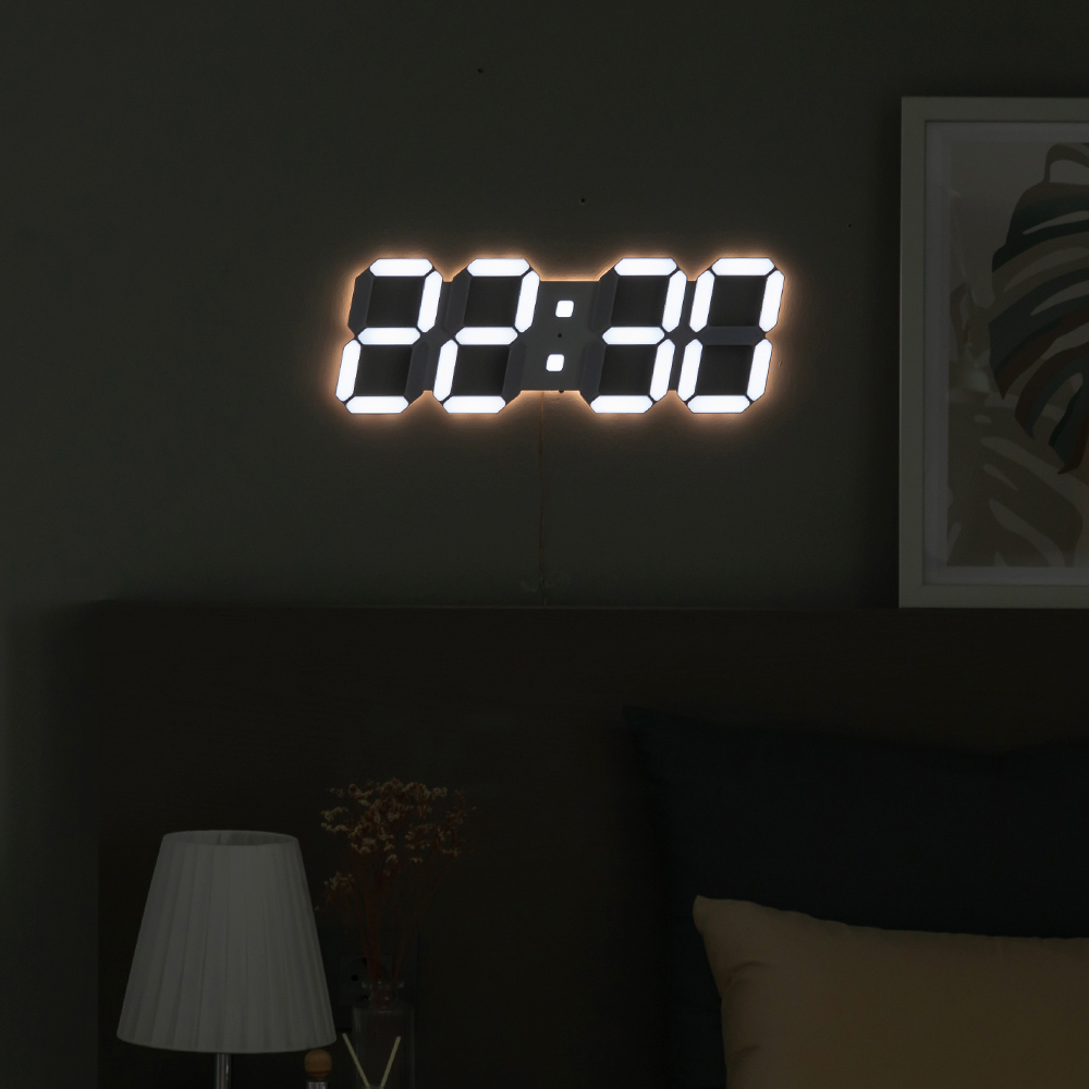플라이토 무드 백라이트 3D LED 벽시계 인테리어 디지털 전자 거실 무소음 벽걸이시계 38cm - 상세 이미지 4