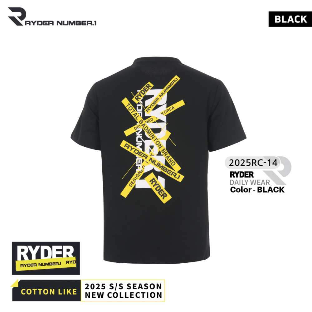 라이더 RYDER 2025RC-14 코튼라이크 남녀공용 반팔티셔츠 배드민턴 복 탁구 스쿼시 스포츠의류 - 상세 이미지 3