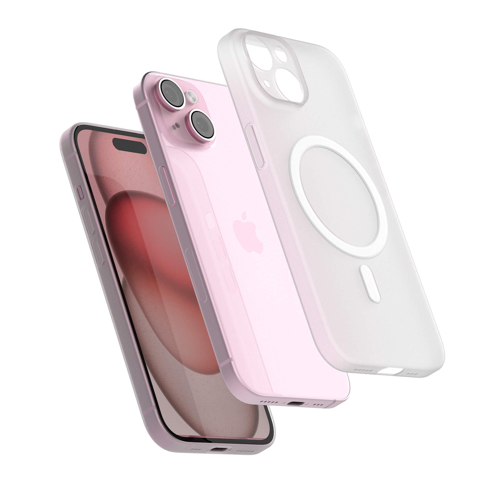 고스트핏 매트 투명 아이폰 맥세이프케이스 변색없는케이스 화이트, 아이폰15 플러스 - 상품 이미지