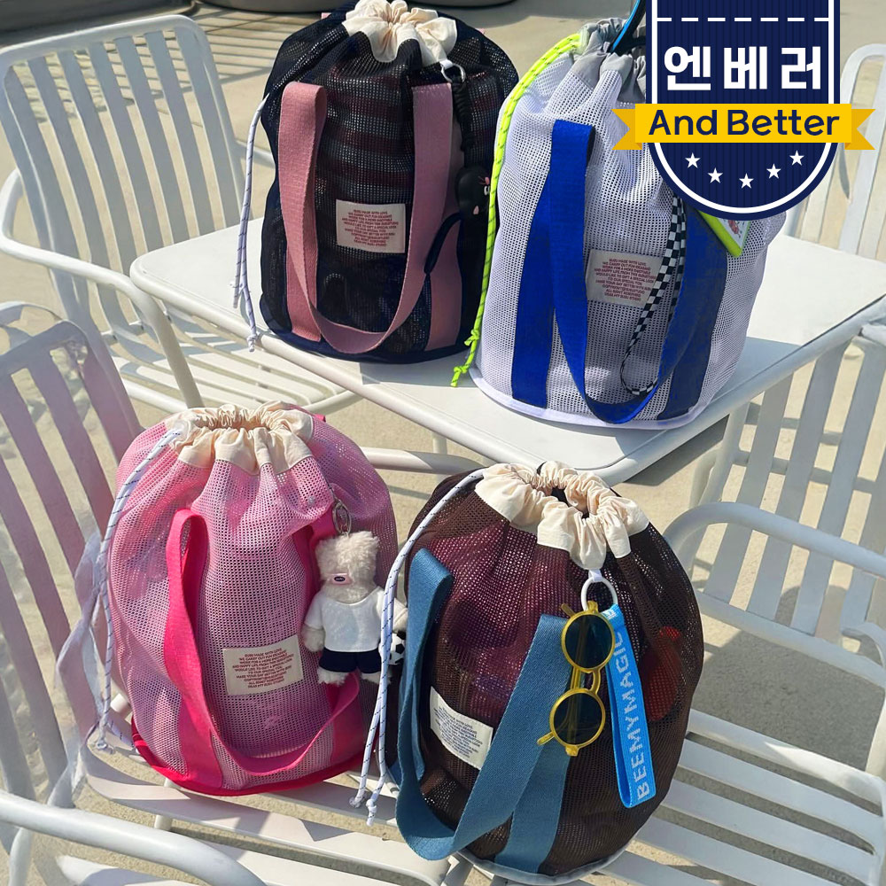 메쉬 비치백 그물가방 망사 여름가방 수영장 워터파크 해변 여행 - 상세 이미지 3