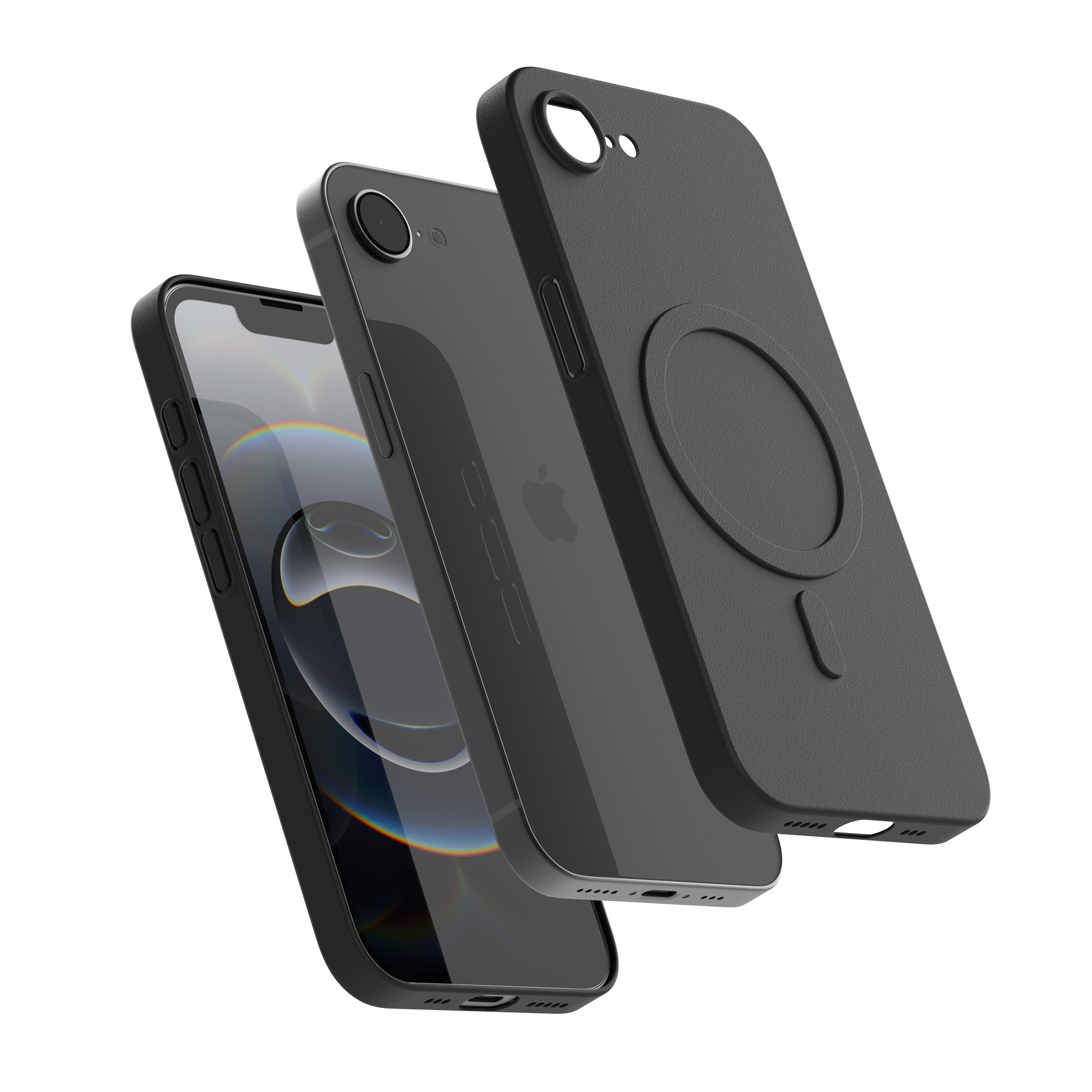 고스트핏 매트 투명 아이폰 맥세이프케이스 변색없는케이스 블랙, 아이폰16e