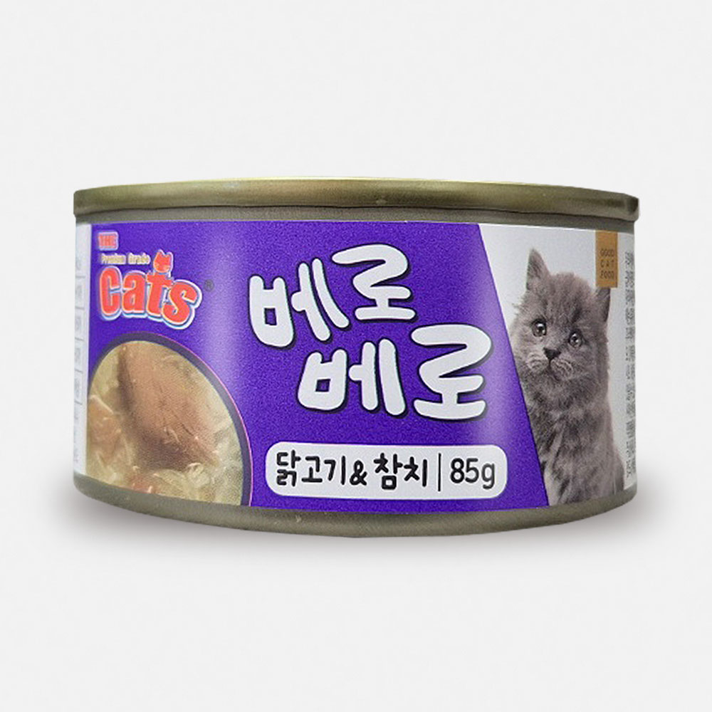 더캣츠 베로베로 고양이캔 고양이통조림 습식 사료 간식 닭고기+새우, 85g, 24개 - 상세 이미지 5