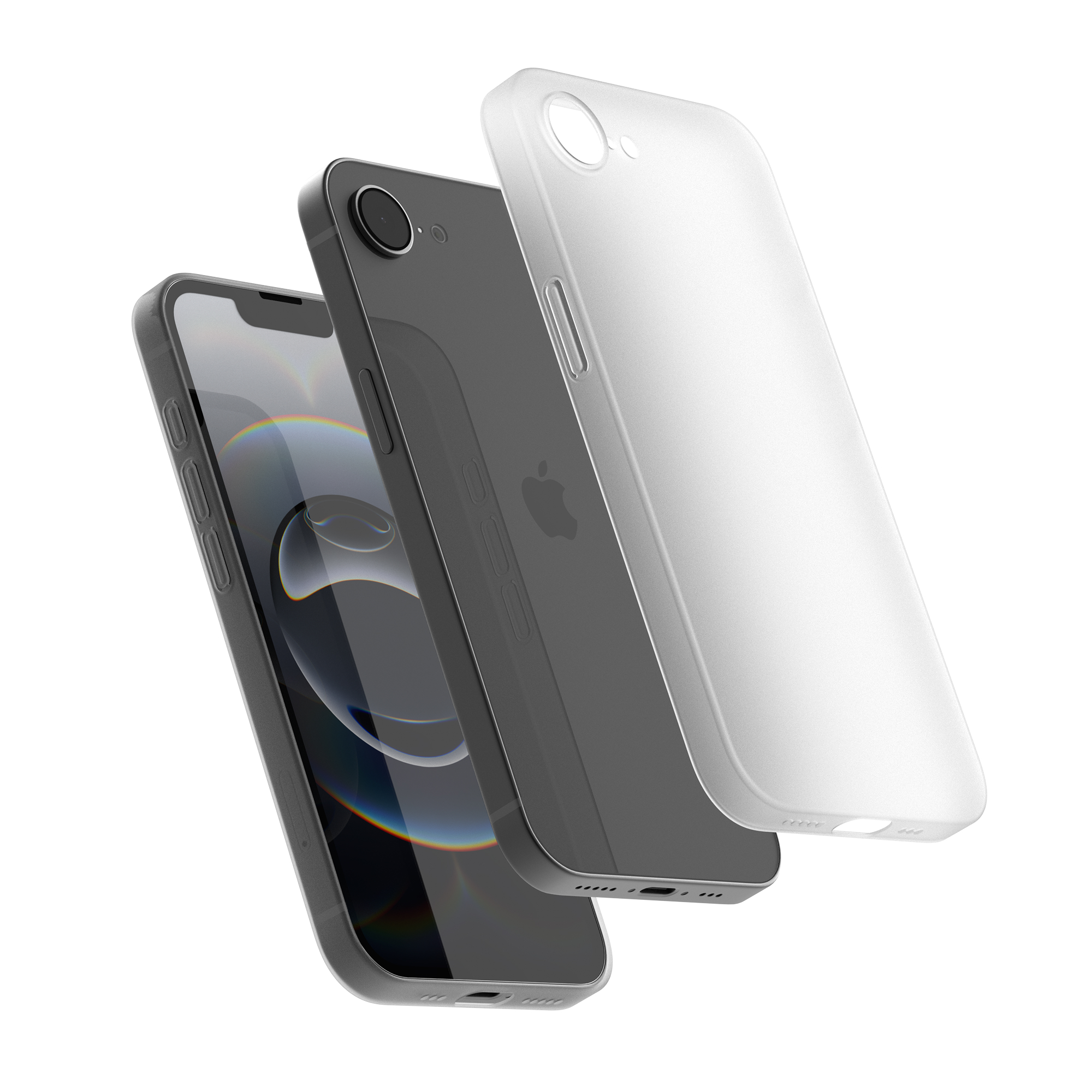 고스트핏 0.6 매트 아이폰 생폰케이스 투명 변색없는 케이스 화이트, 아이폰16e - 상품 이미지