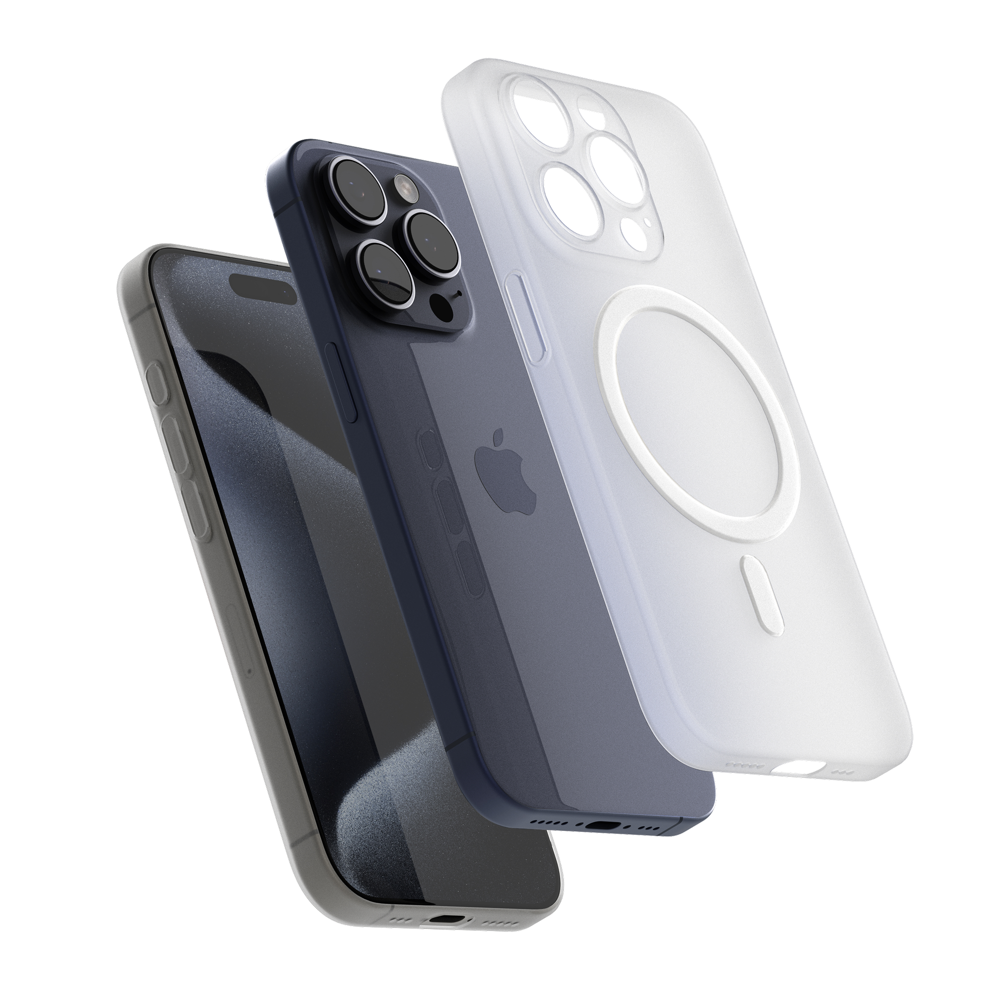 고스트핏 매트 투명 아이폰 맥세이프케이스 변색없는케이스 화이트, 아이폰15 프로 맥스 - 상품 이미지