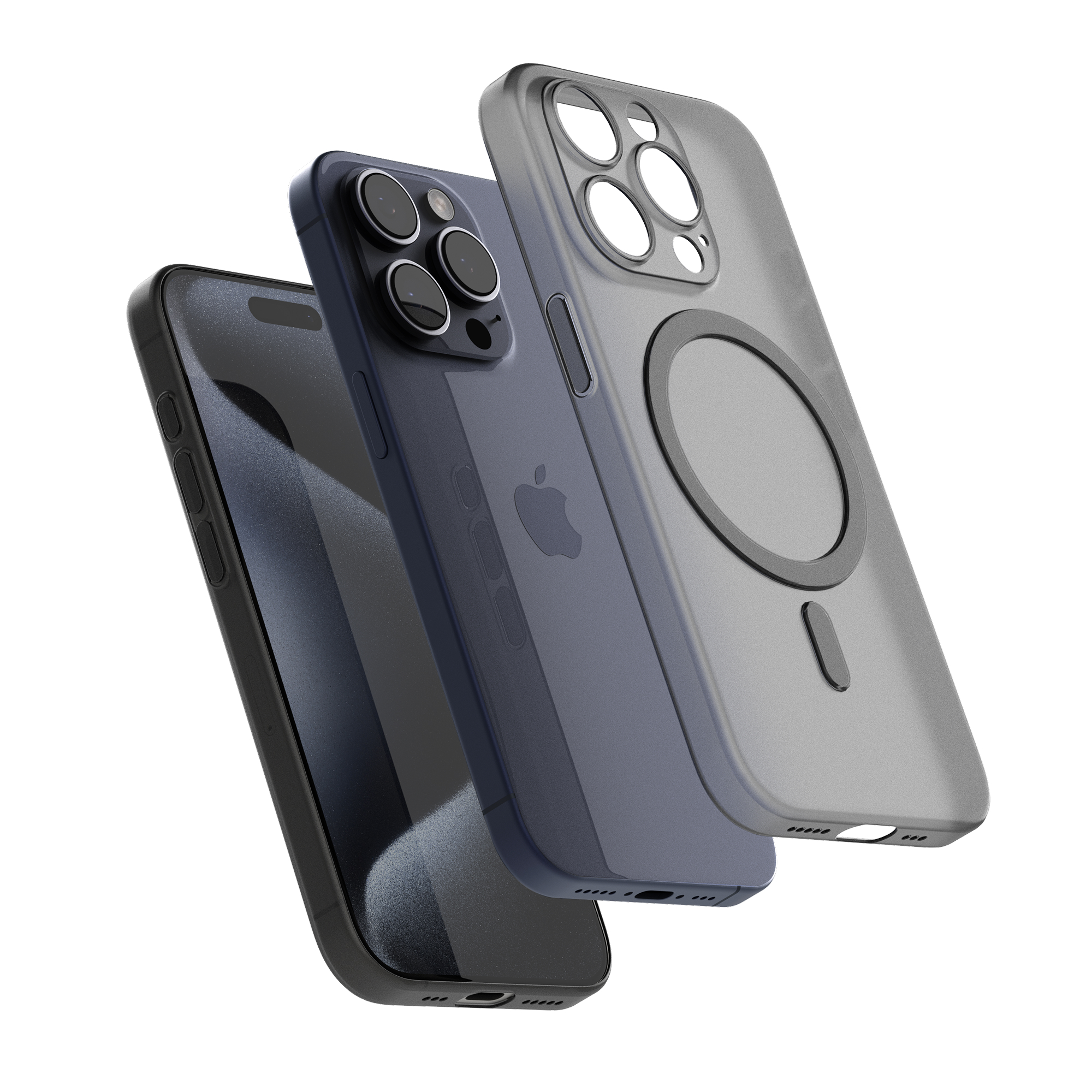 고스트핏 매트 투명 아이폰 맥세이프케이스 변색없는케이스 그레이, 아이폰15 프로 맥스 - 상품 이미지