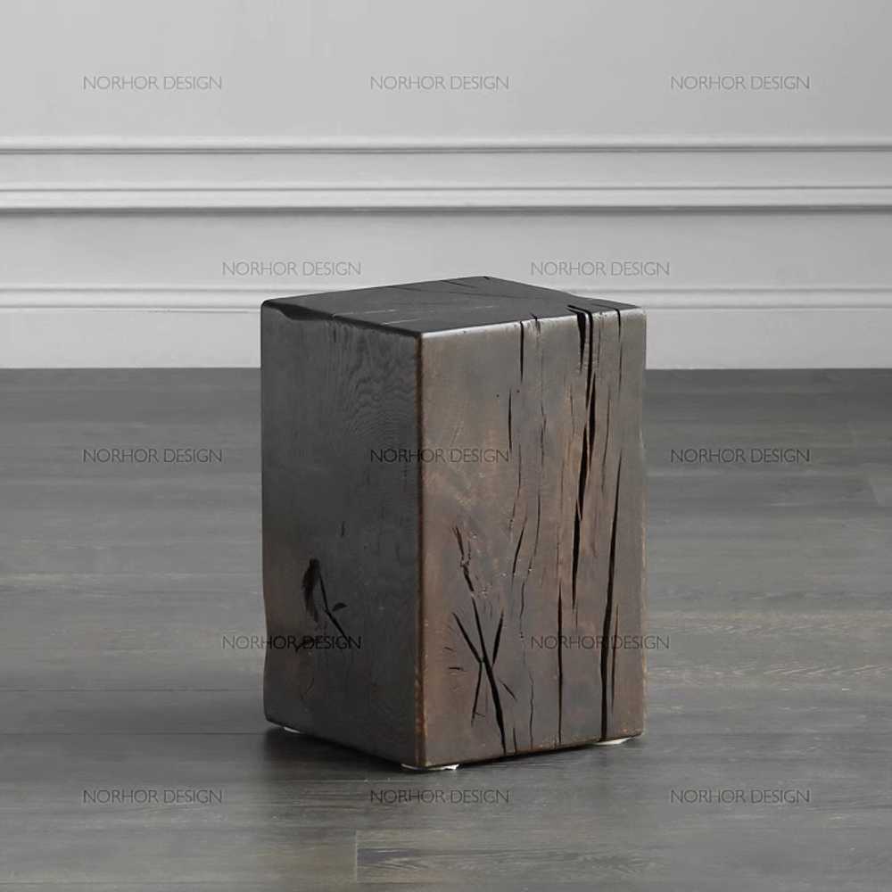 사각 원목 스툴 전시다이 화분 정리 나무 보조 고재 목재색상 30x30cm - 상세 이미지 4