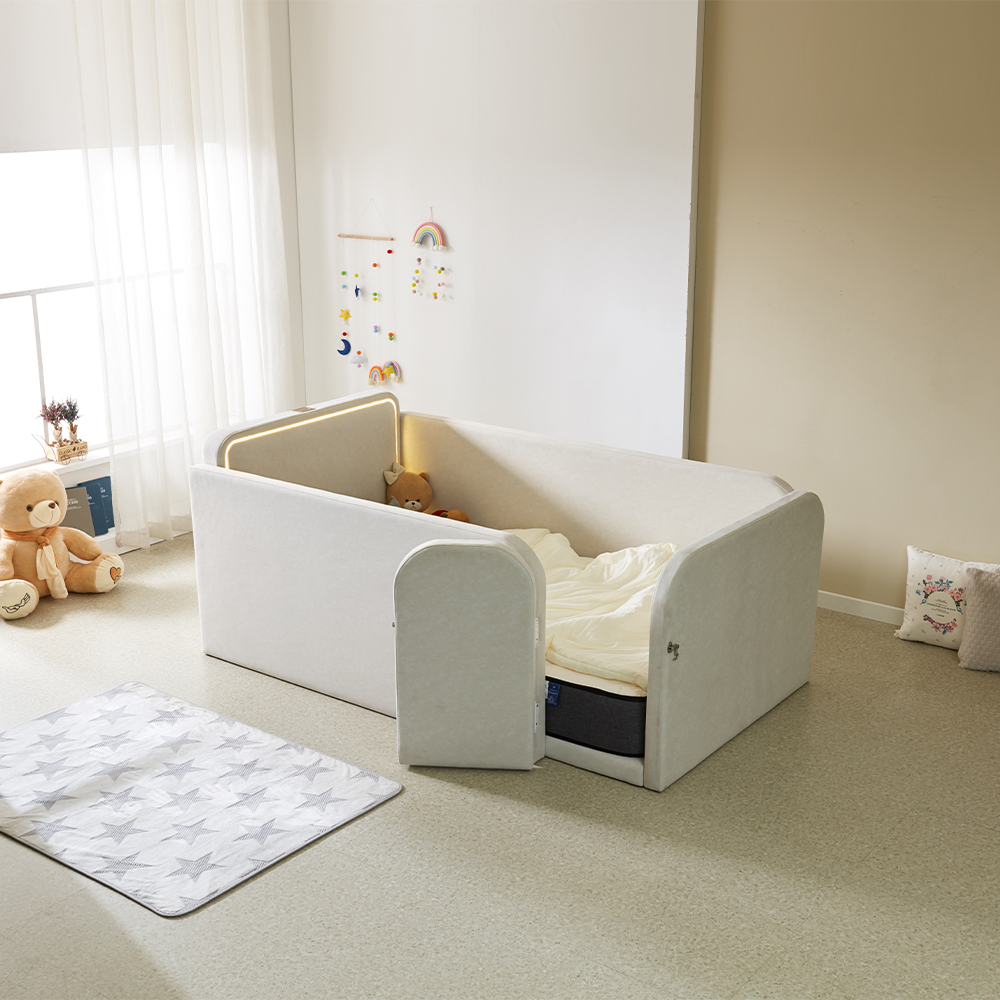 페라모 친환경 자재 갤럭시 원단 조명 저상형 안전가드 데이베드 아기 침대 프레임 SS 제품 이미지