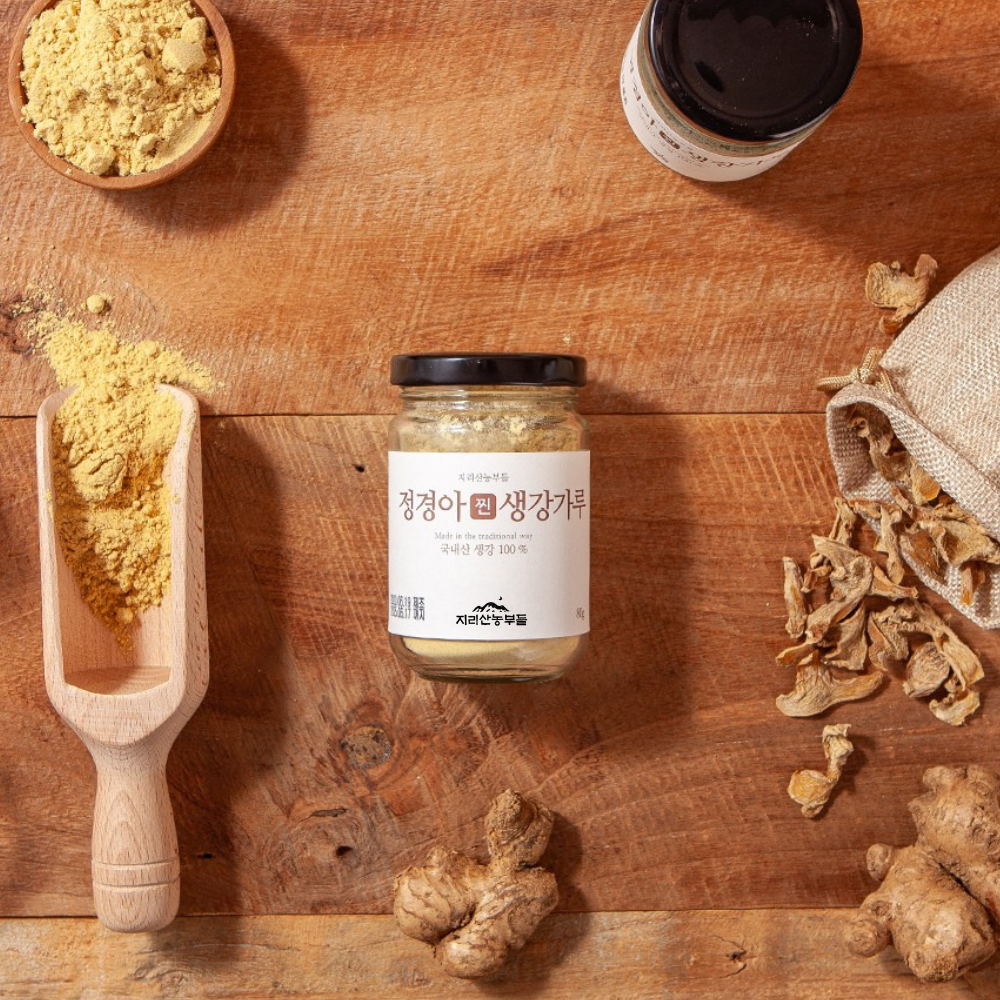 정경아 찐 생강가루 80g 무설탕 생강차 분말 즙 스틱 토종 국산
