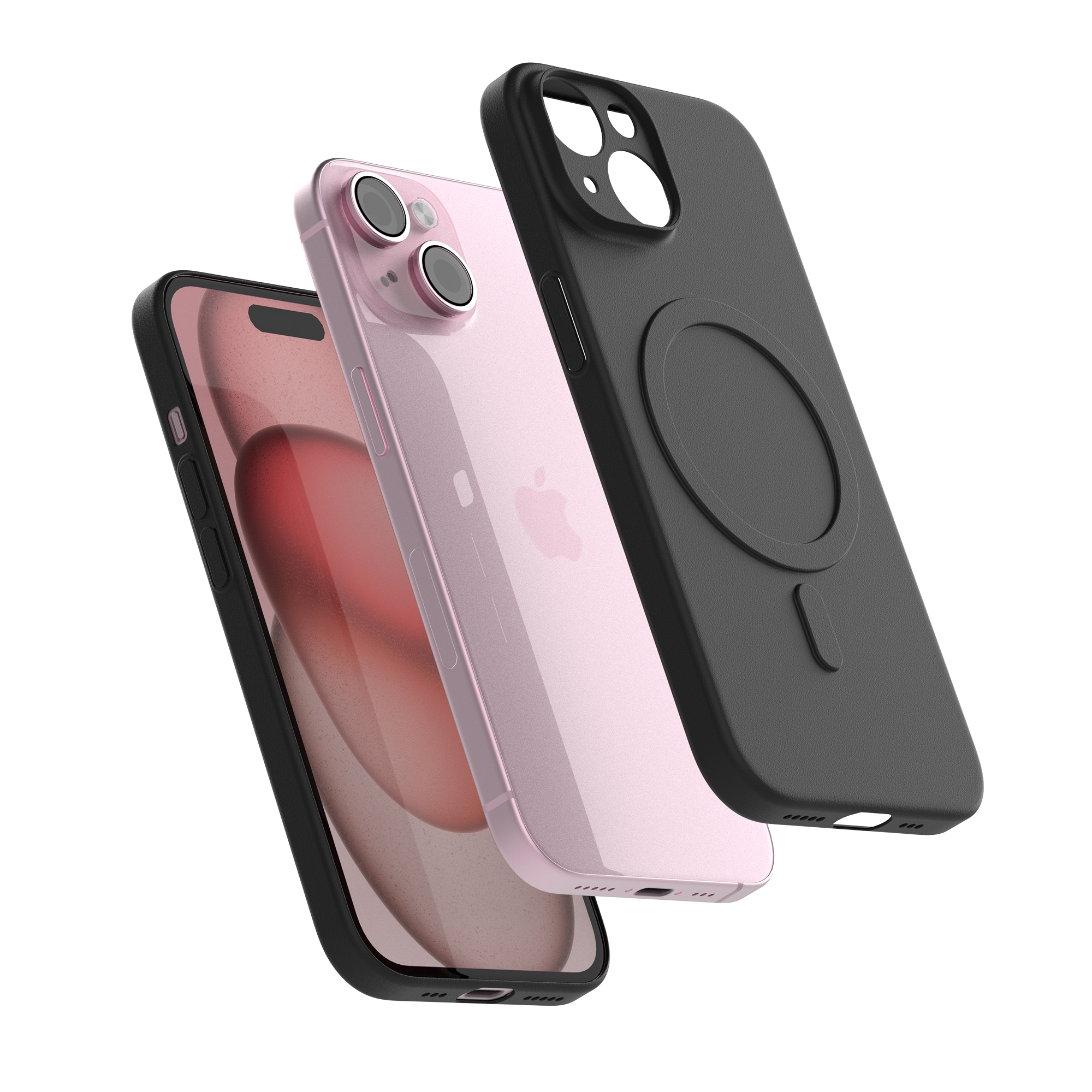 고스트핏 매트 투명 아이폰 맥세이프케이스 변색없는케이스 블랙, 아이폰15 플러스 - 상품 이미지