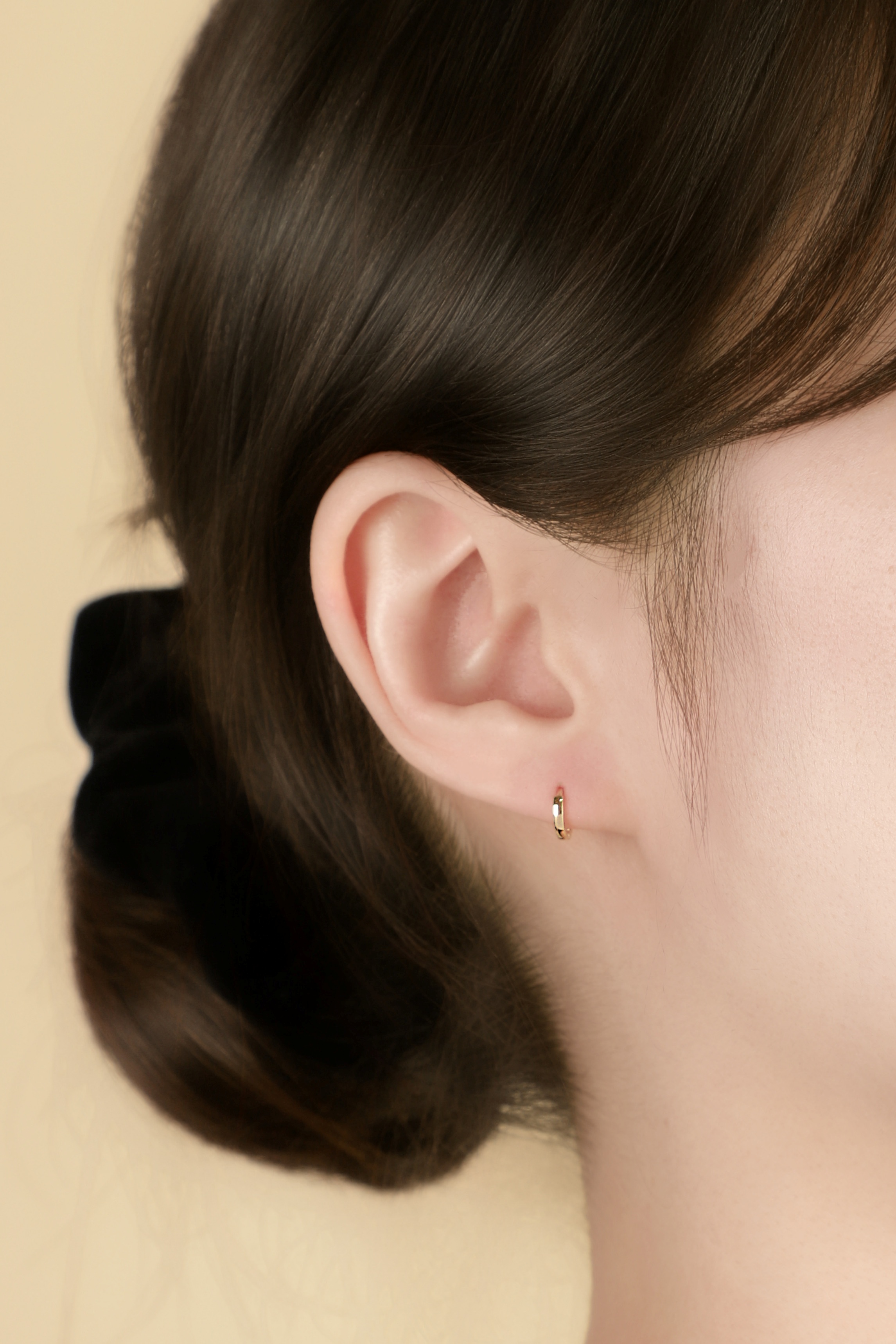 14k 베이직 원터치 링 귀걸이 6mm, 8mm, 10mm 이너컨츠 아웃컨츠 귓바퀴 데일리 기본 골드 - 상세 이미지 4