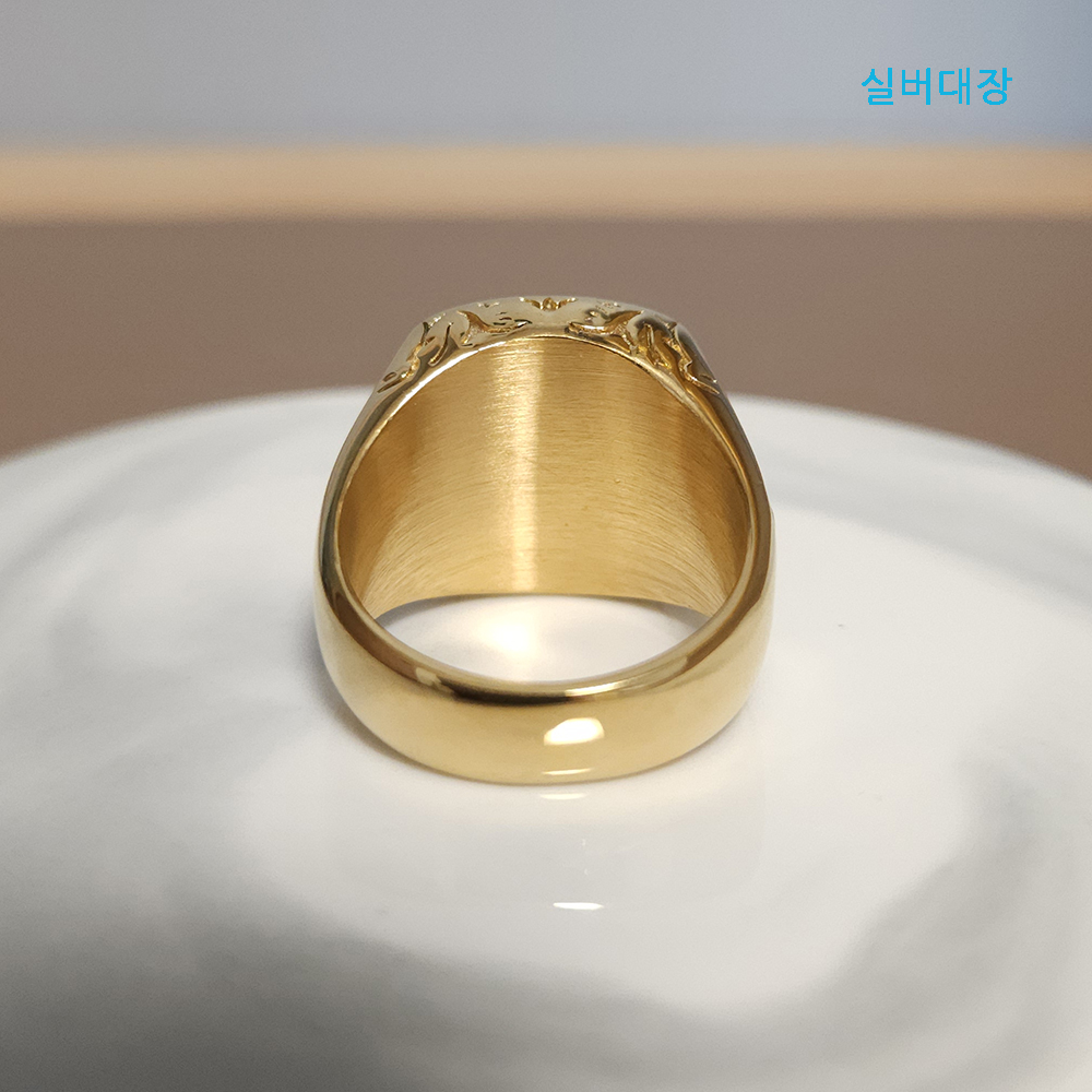 써지컬 스틸 십자가 골드 볼드링 남성 반지 - 상세 이미지 4