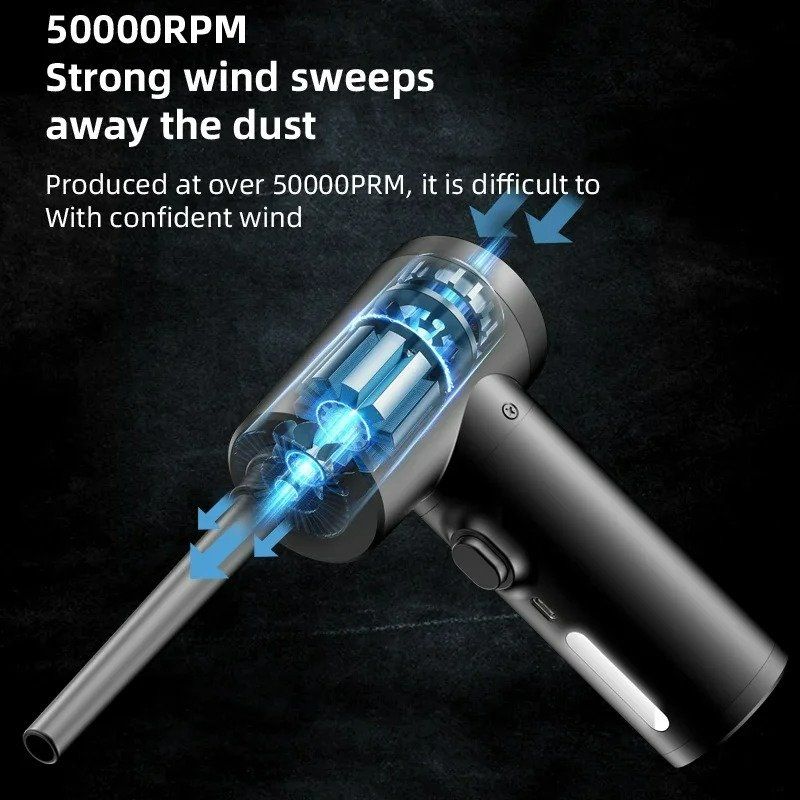 무선 에어건 털이 50000RPM 에어 더스터 불어 총 컴퓨터 키보드 청소 USB 충전 - 상세 이미지 3