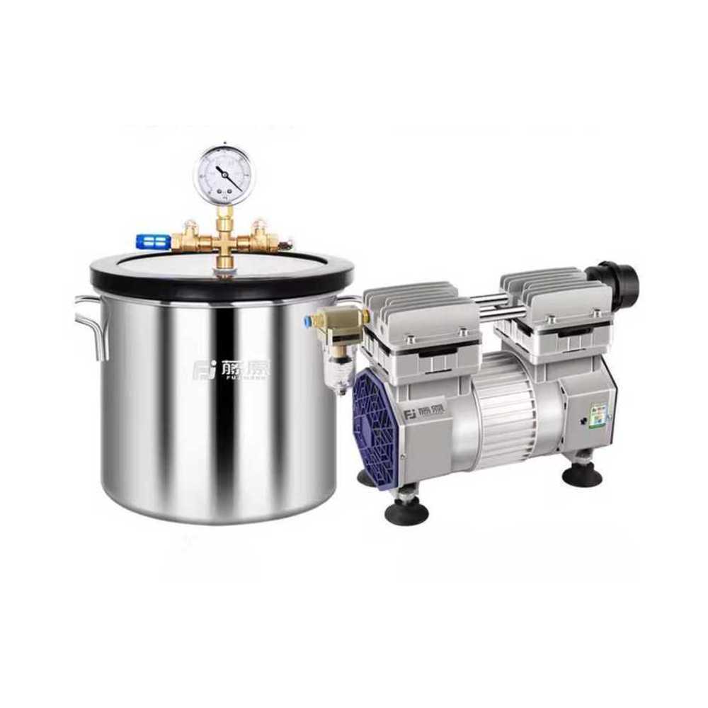 진공 펌프 탈포기 수지 작업용 기포제거기 압력 챔버 750d 펌프+9L 탱크(필터) - 상품 이미지