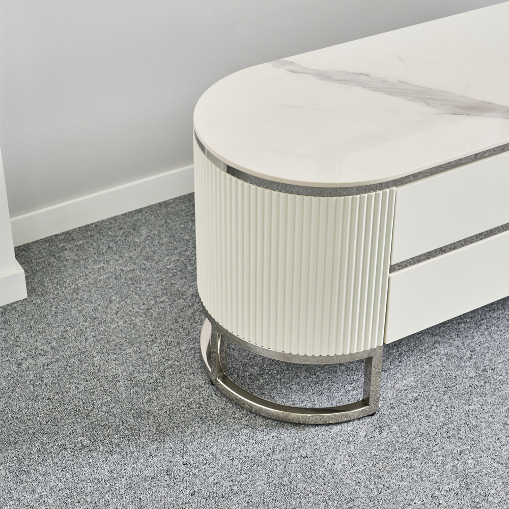 [방문설치] 애슐리 세라믹 스테인레스 거실장 2200x400x470mm, 화이트