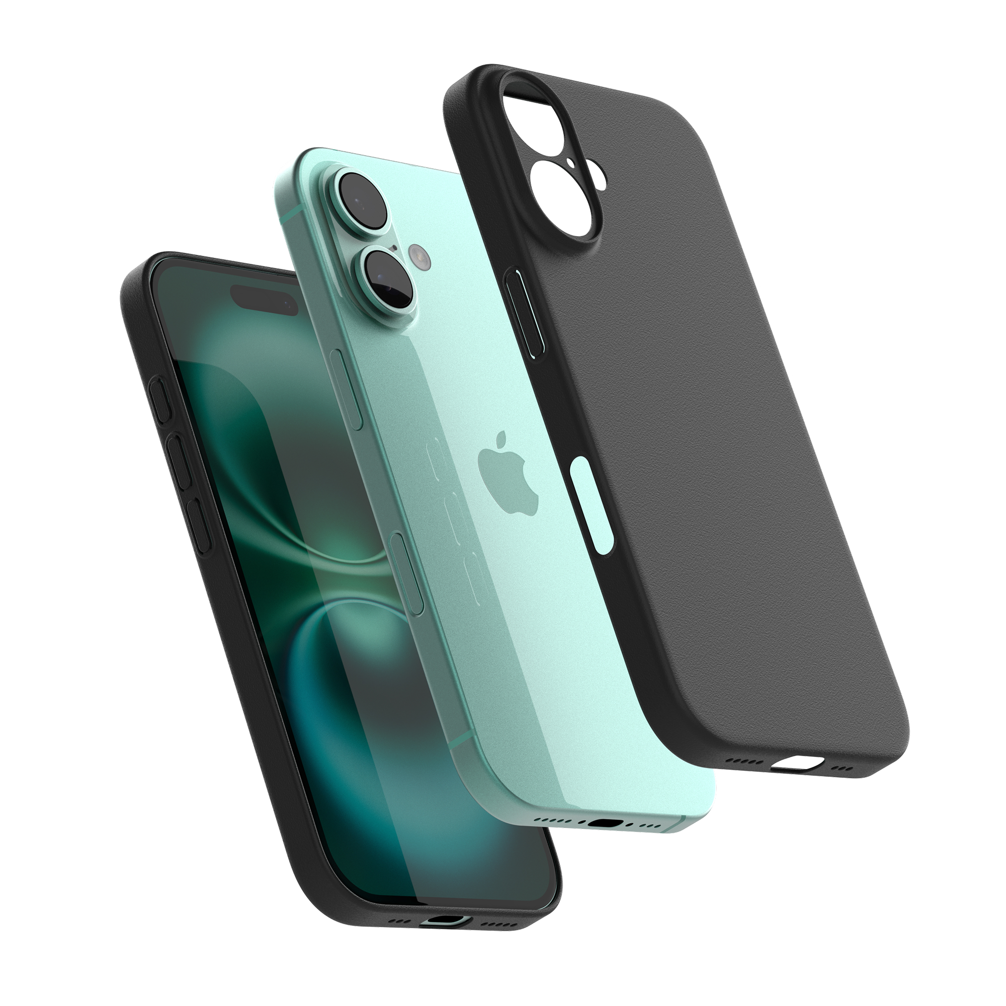 고스트핏 0.6 매트 아이폰 생폰케이스 투명 변색없는 케이스 블랙, 아이폰16 플러스 - 상품 이미지