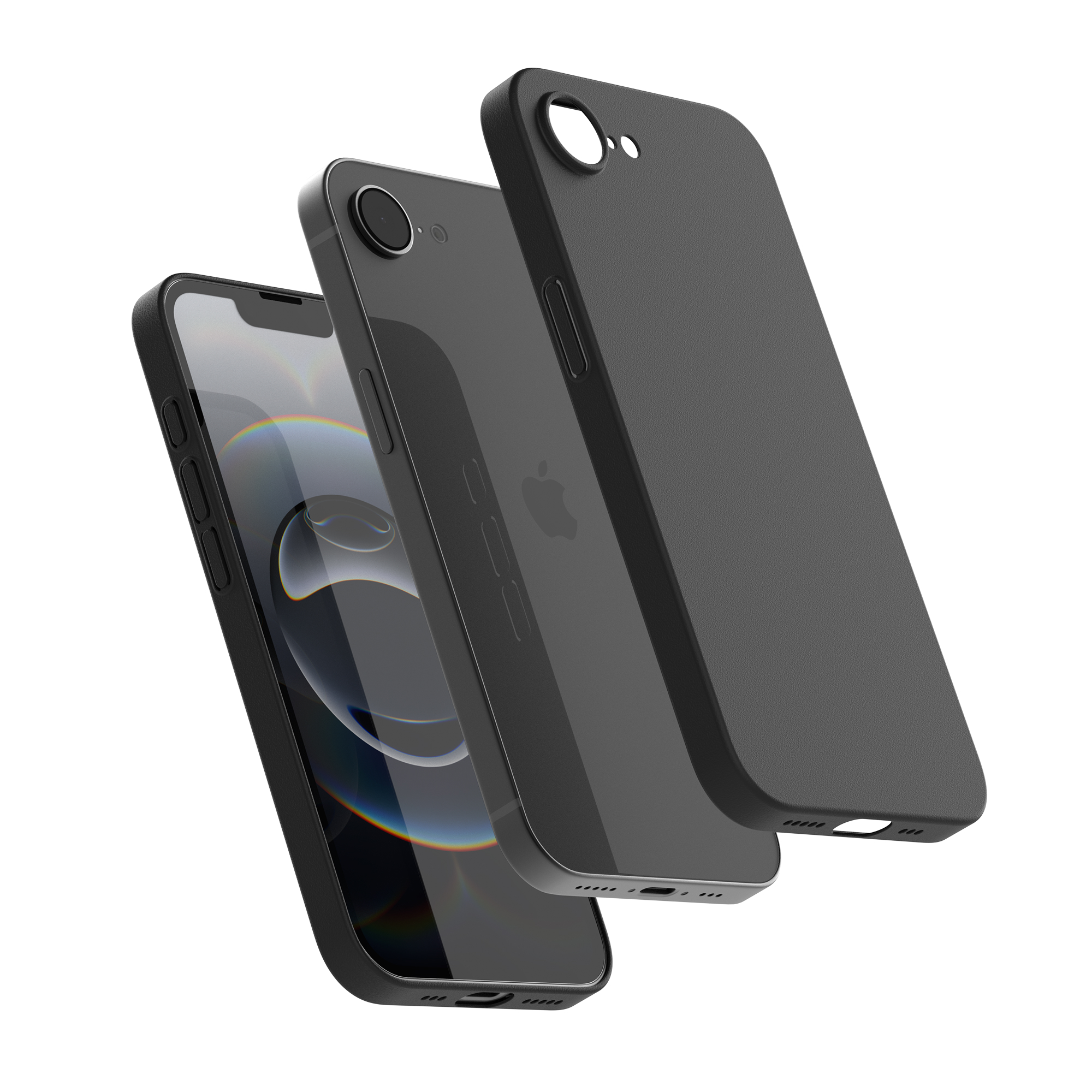 고스트핏 0.6 매트 아이폰 생폰케이스 투명 변색없는 케이스 블랙, 아이폰16e - 상품 이미지