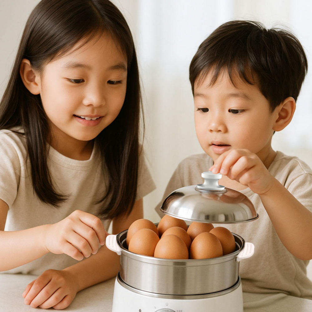 올스텐 계란찜기 타이머 반숙기 고구마 계란찌는기계 2단