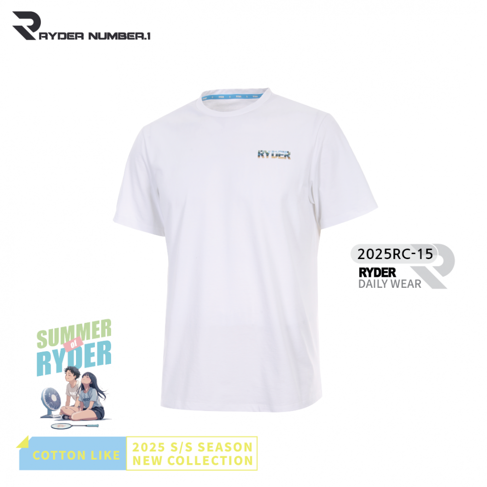 라이더 RYDER 2025RC-15 코튼라이크 남녀공용 반팔티셔츠 배드민턴 복 탁구 스쿼시 스포츠의류 - 상세 이미지 2