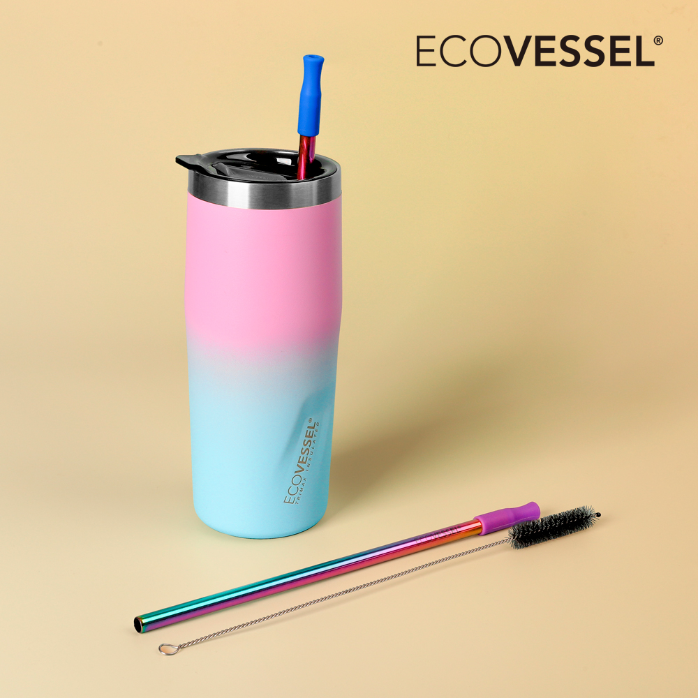 에코베슬 텀블러 스텐 빨대 세트 메트로+다회용 리유저블 스트로우 세척솔 포함 590ml - 상세 이미지 3