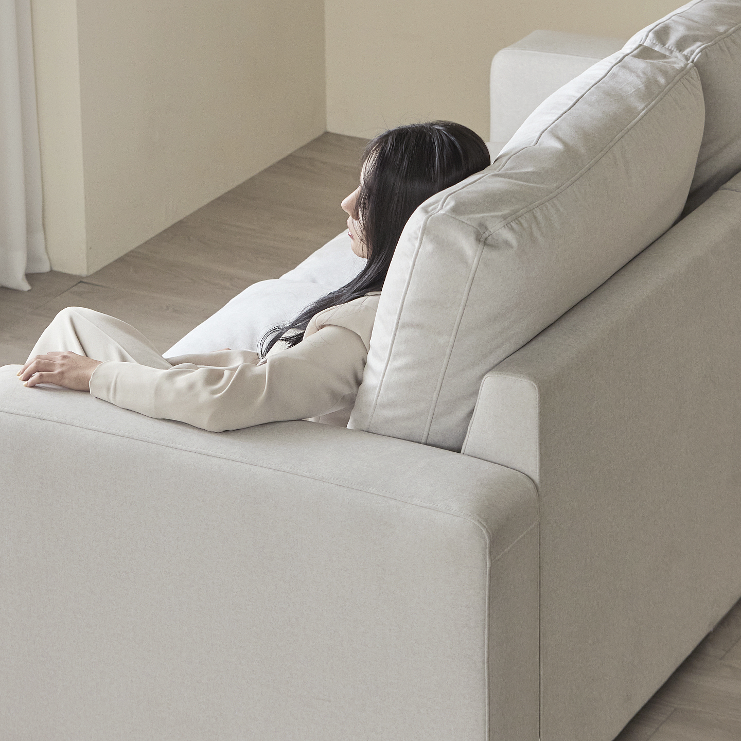 컴프홈 끌레르 타임리스 모듈 패브릭 소파 스툴미포함, 아이보리, 4인용