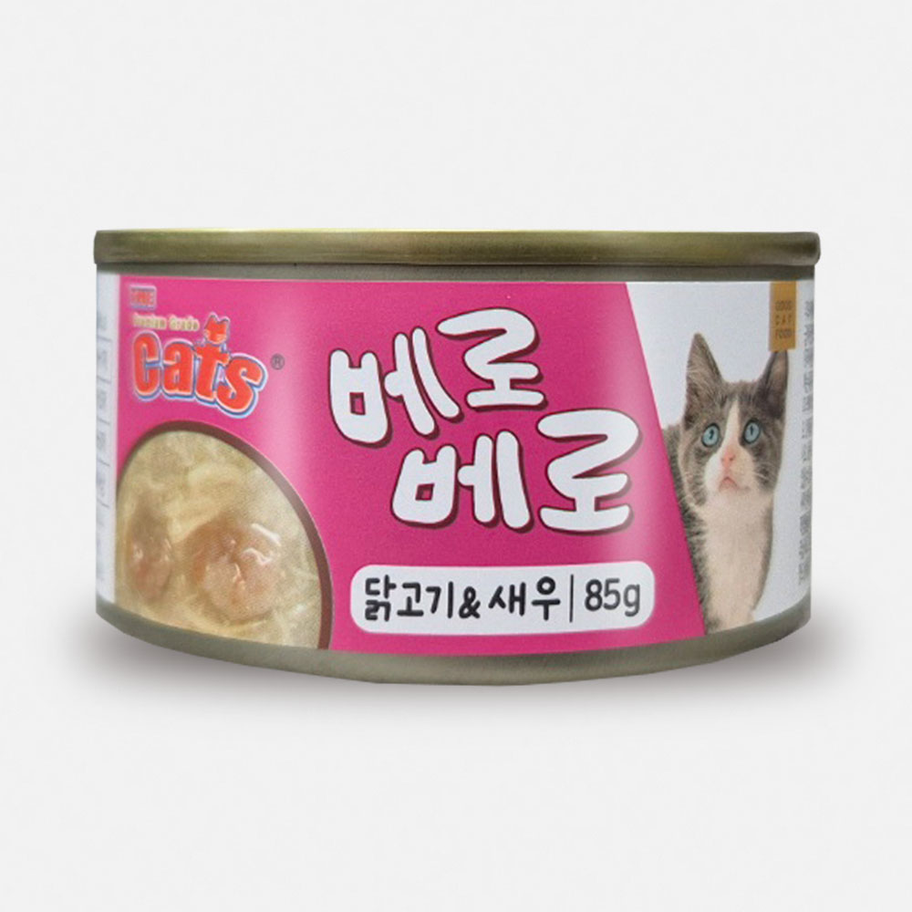 더캣츠 베로베로 고양이캔 고양이통조림 습식 사료 간식 닭고기+새우, 85g, 24개 - 상세 이미지 4