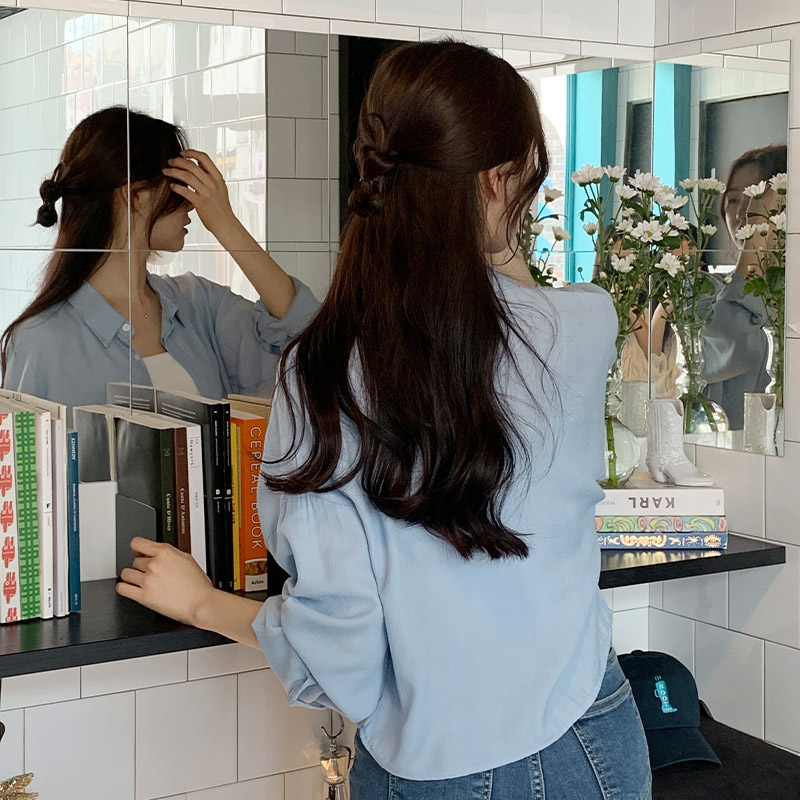 [자체제작] 엔트 베이직 카라 크롭 셔츠 bs7897 - 상세 이미지 3