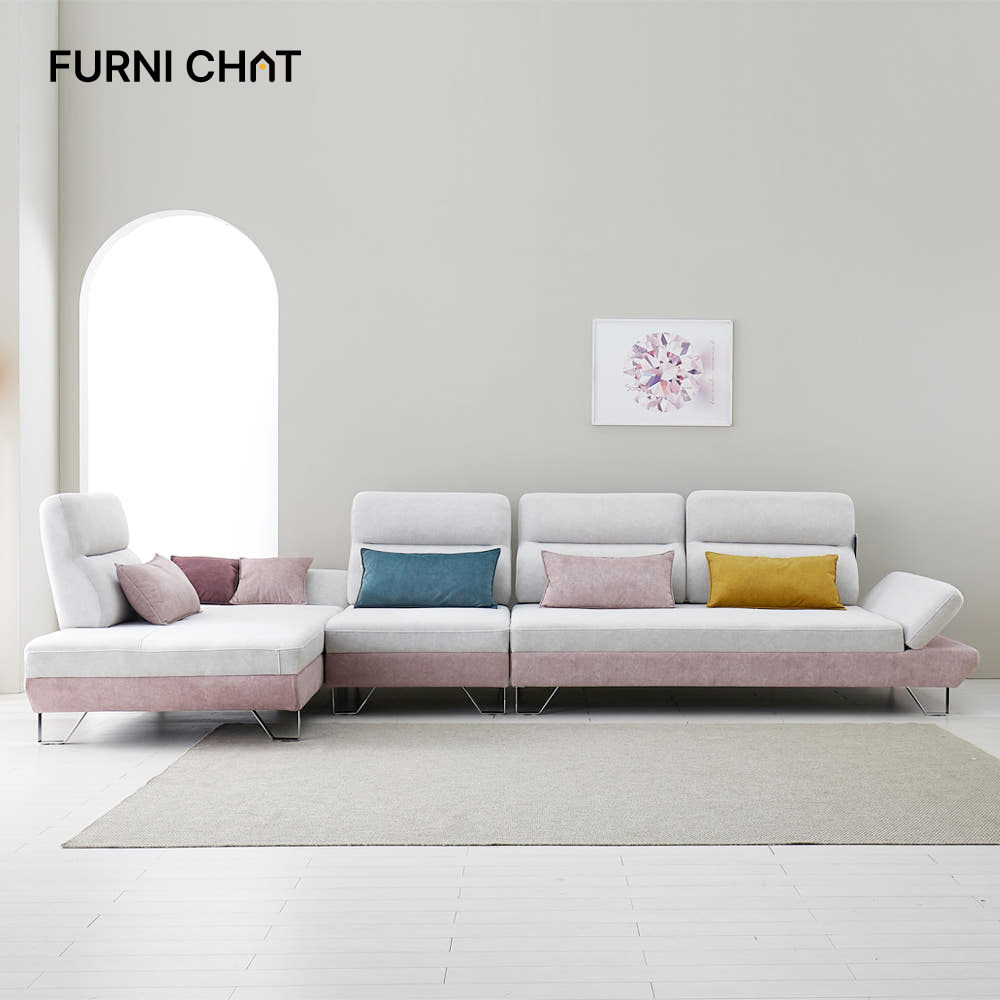 퍼니챗 아리아 조야 패브릭 이지클린 4인용 카우치소파 스윙소파