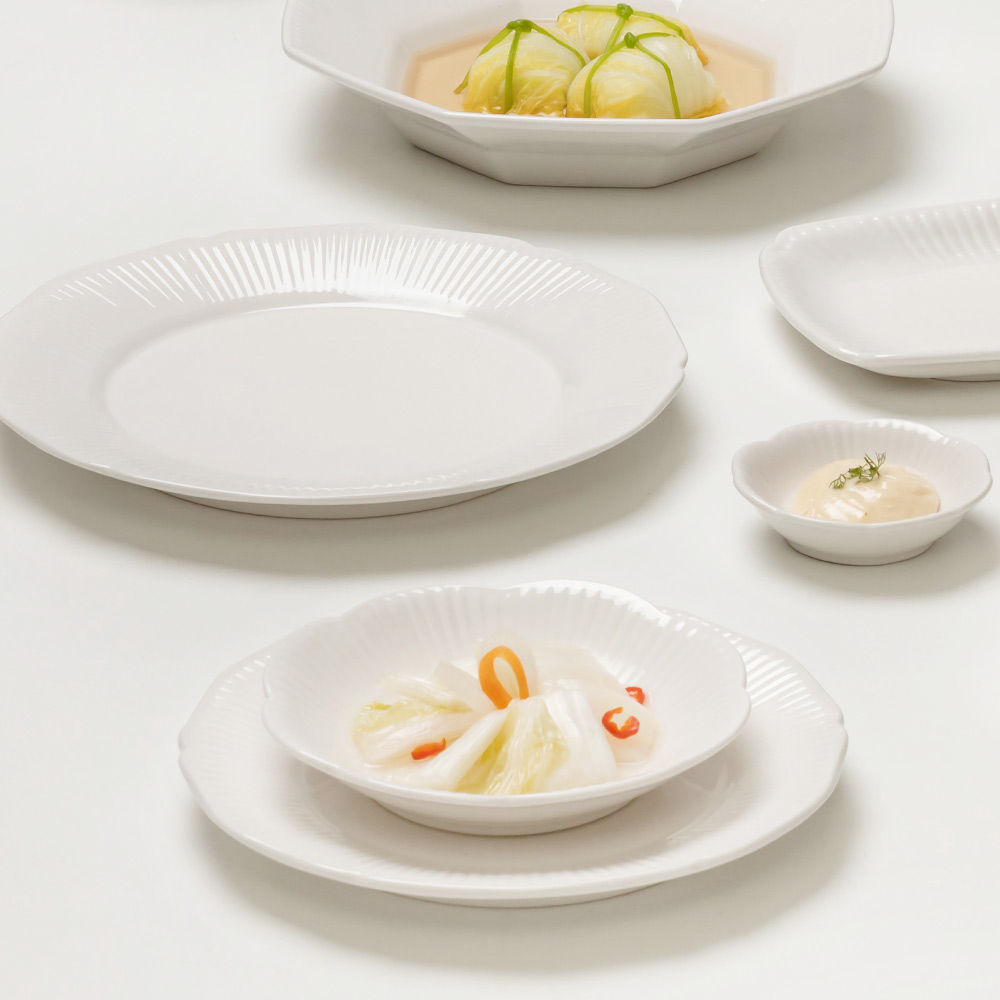 윤도자기 순백 화이트 국산 6인 그릇세트 37P 신혼식기