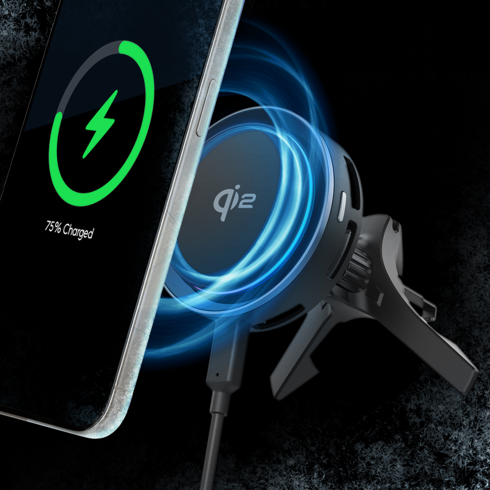 Qi2 맥세이프 차량용 핸드폰 거치대 고속 무선 쿨링 펠티어 충전기 EV15MAA 송풍구형