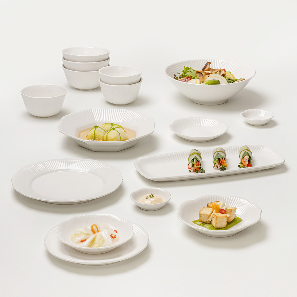 윤도자기 순백 화이트 국산 6인 그릇세트 37P 신혼식기