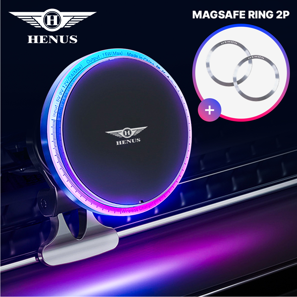 헤누스 SODIC 맥세이프 차량용 휴대폰 거치대 무선충전기 RGB