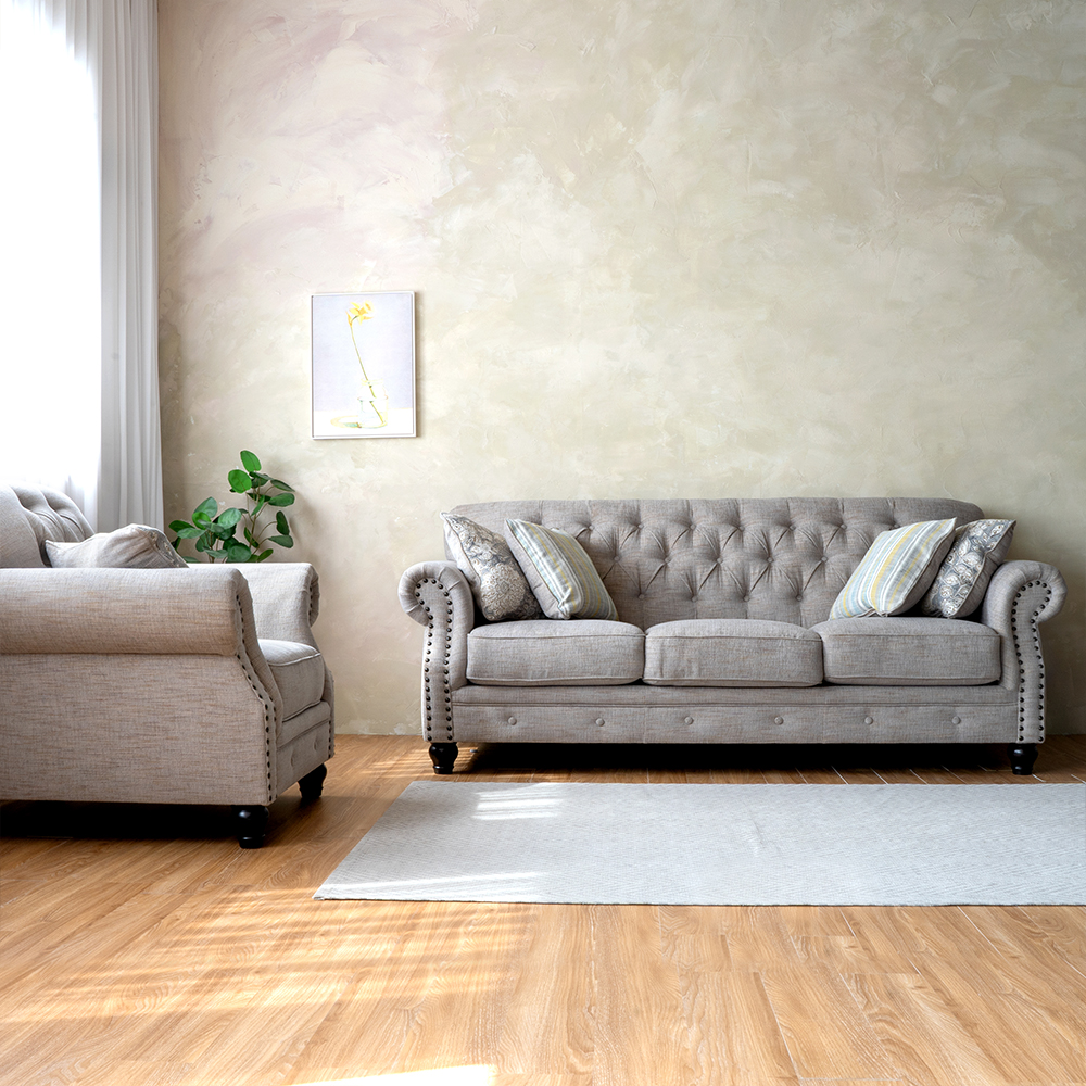 에디스 프렌치 엔틱 소파 3인용 1인용 패브릭 소파