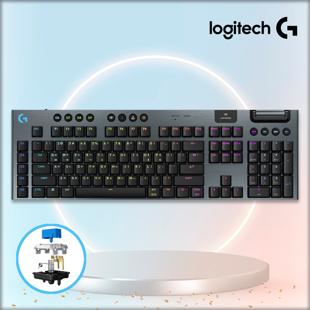 [국내정발] 로지텍코리아 G915 X LIGHTSPEED 로우프로파일 블랙, 청축, 48g - 상품 이미지