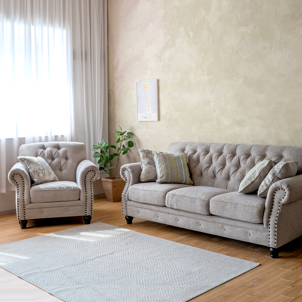 에디스 프렌치 엔틱 소파 3인용 1인용 패브릭 소파