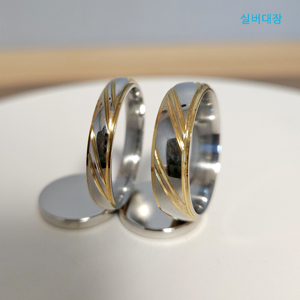 써지컬 스틸 4mm 6mm 커플 레이어드 링 가락지 반지 - 상세 이미지 3