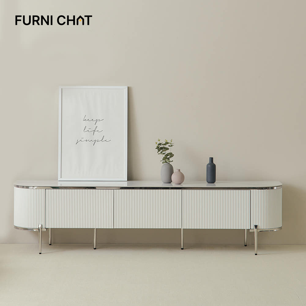 퍼니챗 템바보드 세라믹 티비다이 거실장 tv장 수납장 2000 거실수납장 2000x403x500, 화이트(다리o)