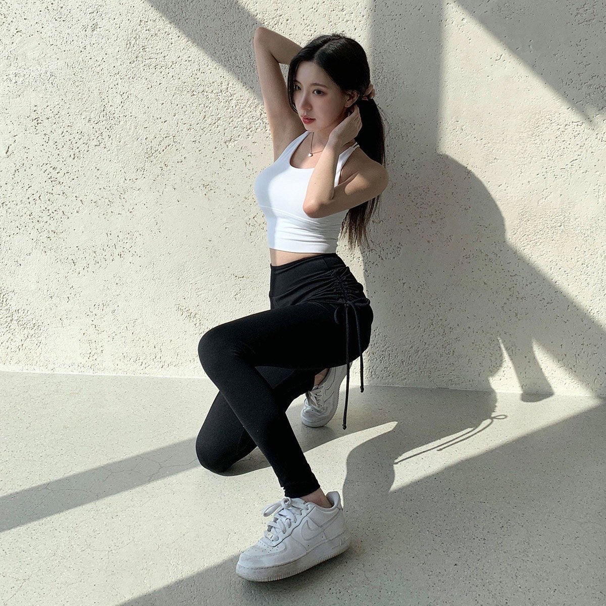여성 워터레깅스 치마 일체형 수영복 래쉬가드 빅사이즈 스커트 비치웨어 하의 - 상세 이미지 5